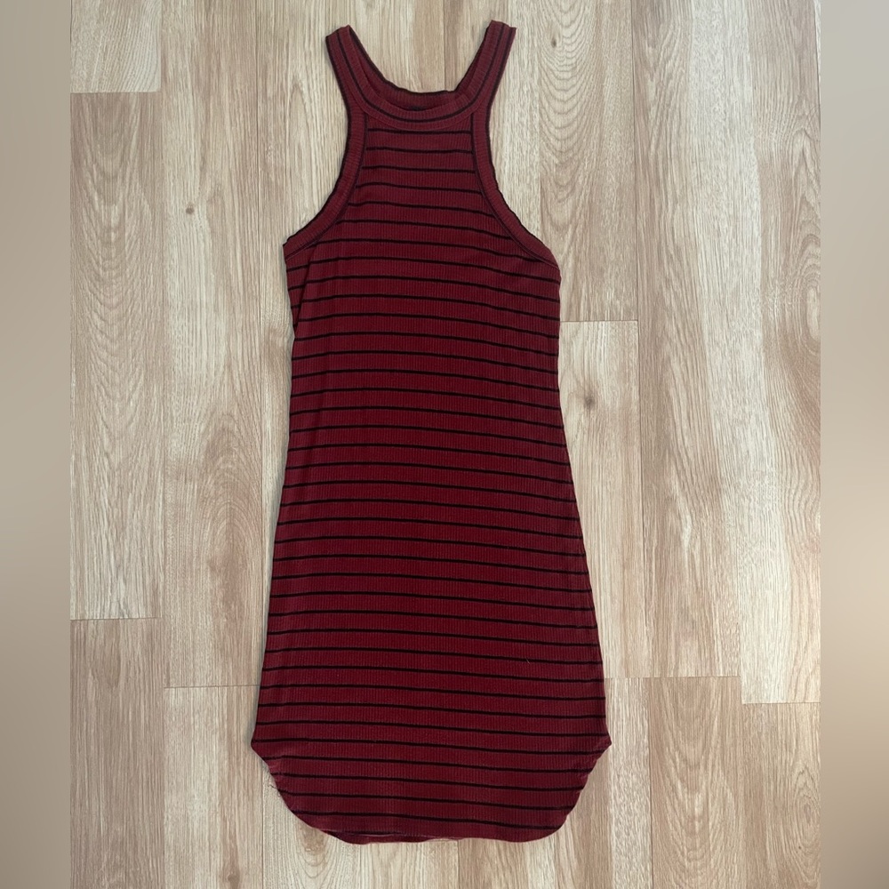 Maroon striped H&M dress